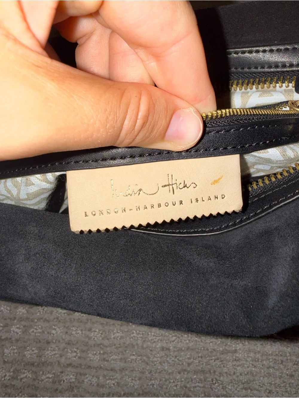 India Hicks Black Suede Shoulder Bag